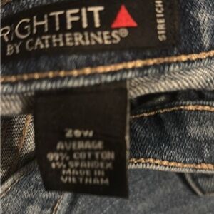 Catherines RightFit Stretch Denim Jeans - Dark Blue with Tan Stitching